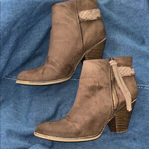 MIA Brown Ankle Booties with Braided Detail